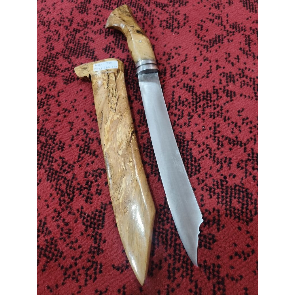 (GPX-73)Handycraft Sintung Unik Kit Knife Baja Bohler K460 PB27,7cm Handle&Cover Kayu Spalted