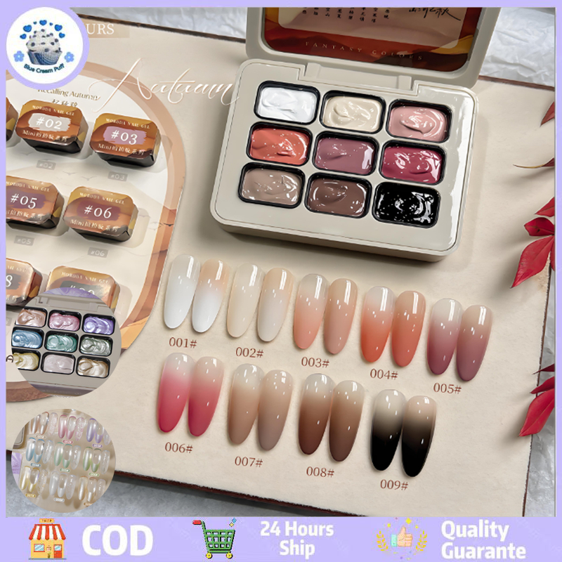 Palette Nail Gel Set Painting Gel 9 Warna Solid Gel Polish Ombre Gel Painting Gel Stamping Gel Oil P
