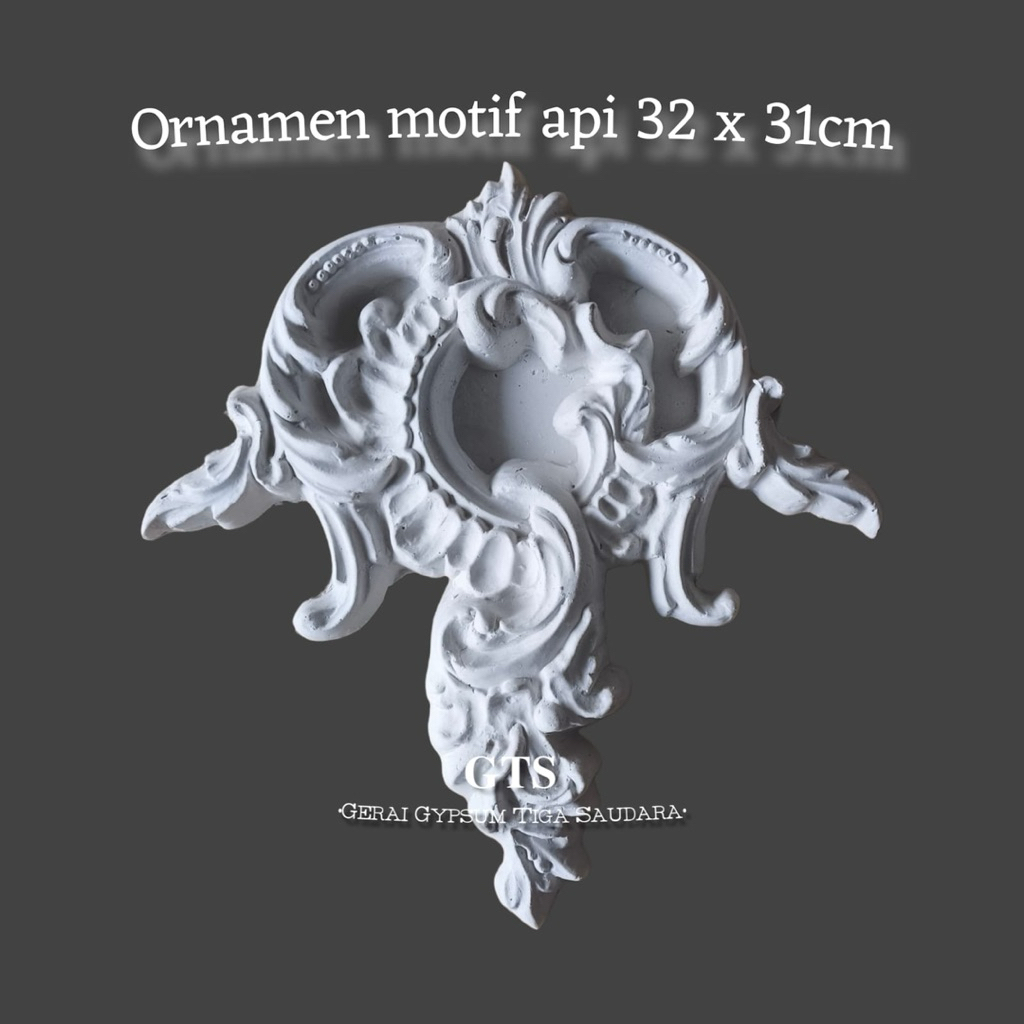 Ornamen 3d GYPSUM klasik - Ornamen hiasan dinding GYPSUM - Ornamen hiasan plafon GYPSUM motif api - 