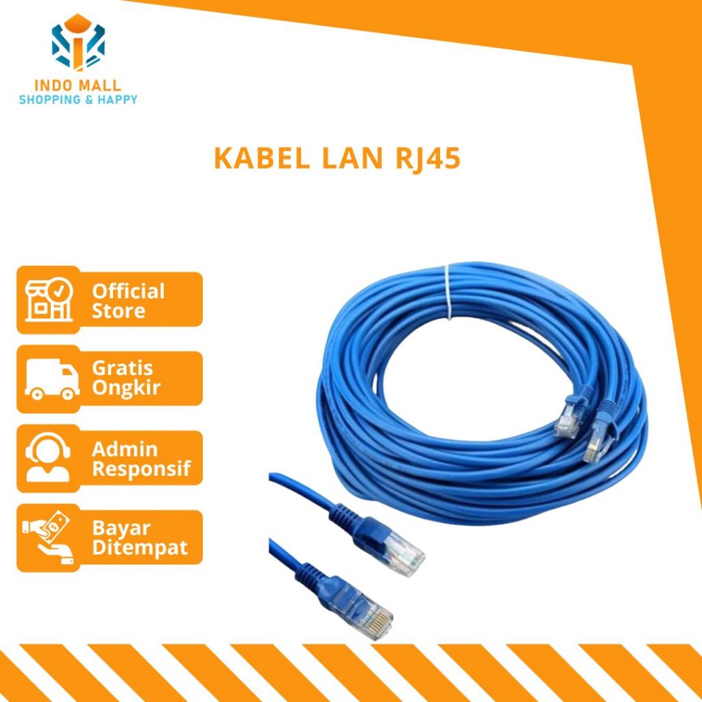 Kabel LAN 10M CAT 5 / Kabel UTP 10 Meter Pabrikan High Quality 333 Kabel RJ45 Ethernet Indomall
