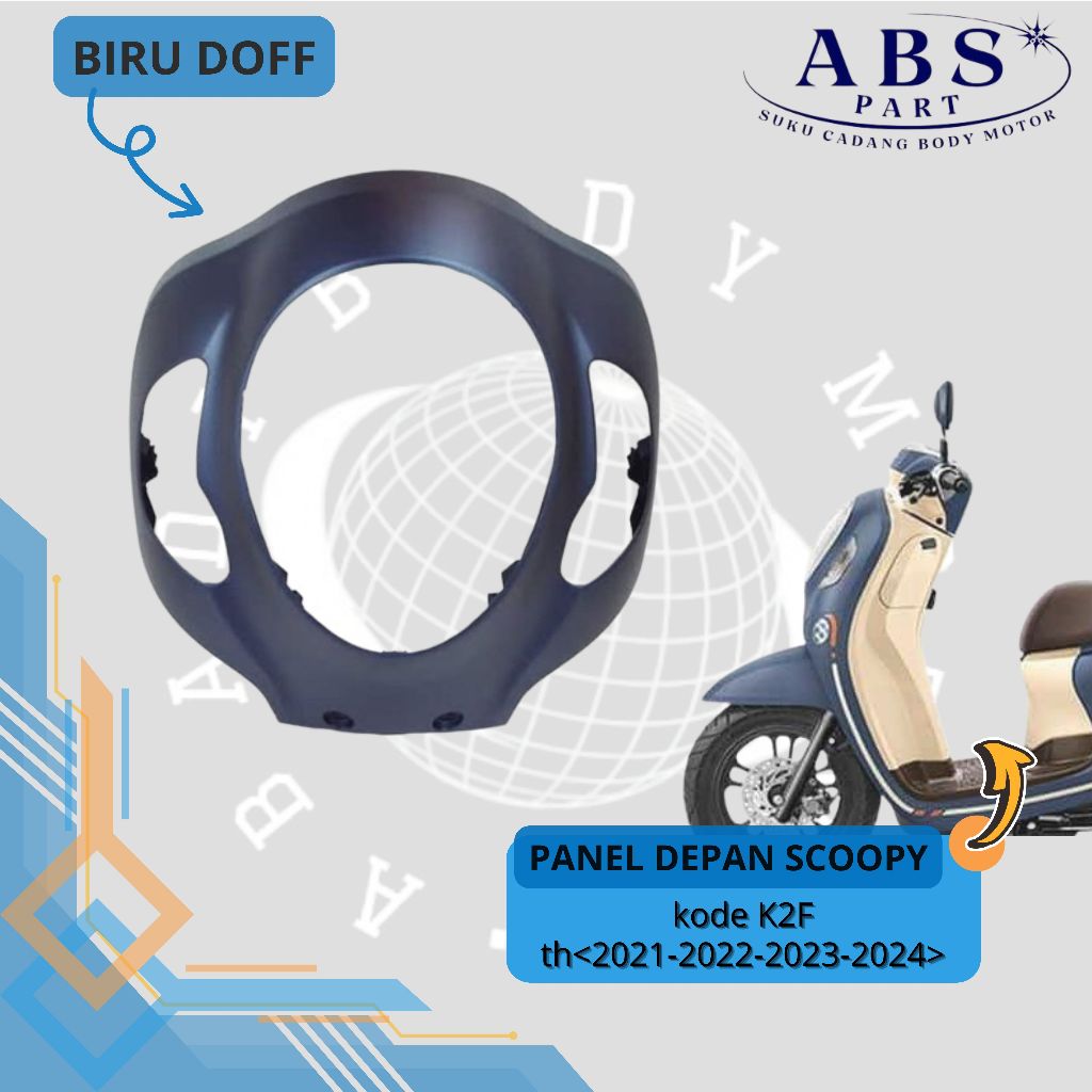 Cover Front Top panel Tameng Kap Lampu Depan Scoopy New prestige K2F 2021 2022 2023 Biru Doff