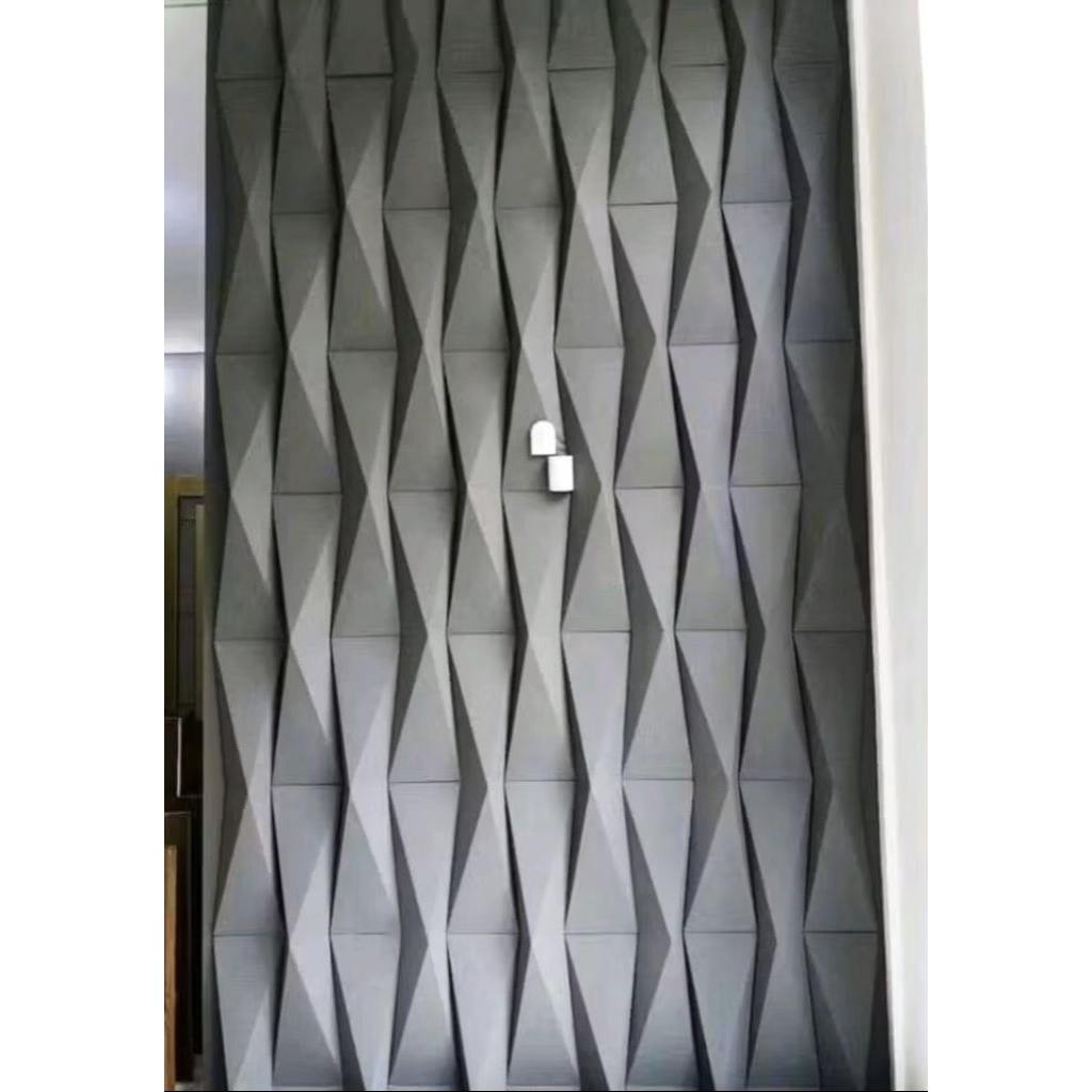 Wall Panel 3D Beton Motif Gelombang Vertikal | Panel Dinding 3D Tempel Semen Putih – Ornamen Dinding