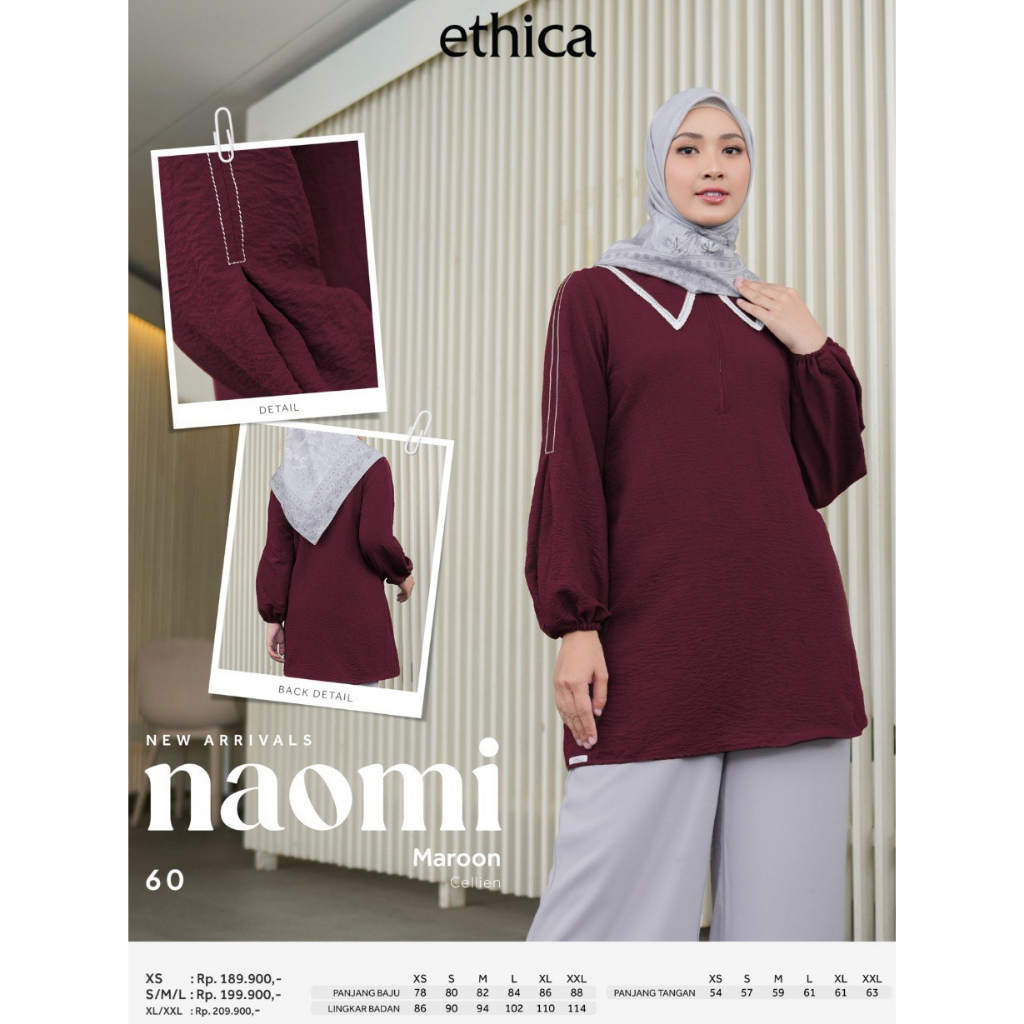 TUNIK CASUAL NAOMI 60 | BAJU ATASAN ETHICA MAROON BLACK