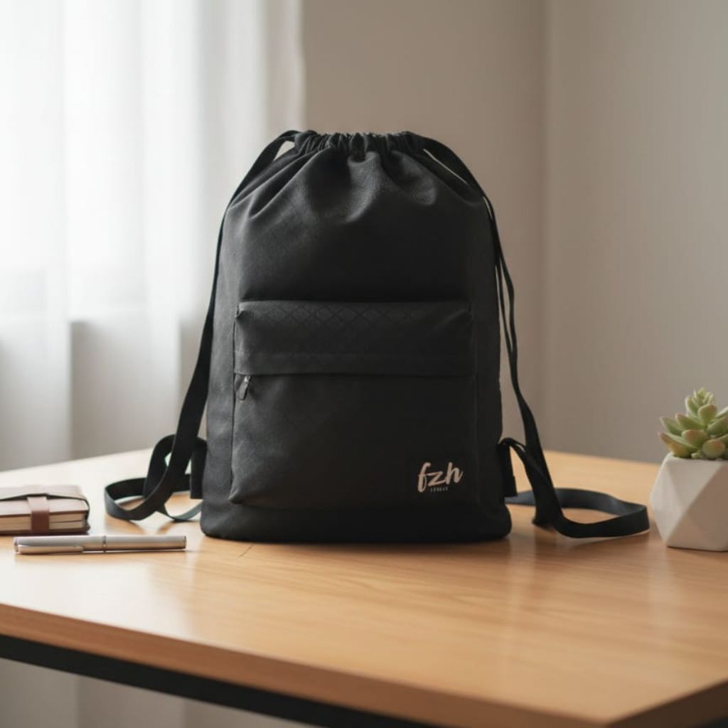 Tas Serut Premium Kanvas Sekolah Kuliah Kerja Pria & Wanita