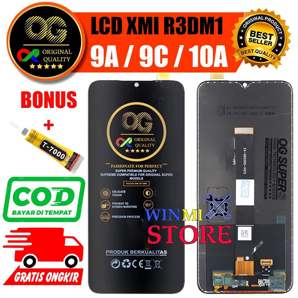 LCD XIOMI REDMI 7A BLACK FULL SET OG SUPER GRATIS LEM LCD
