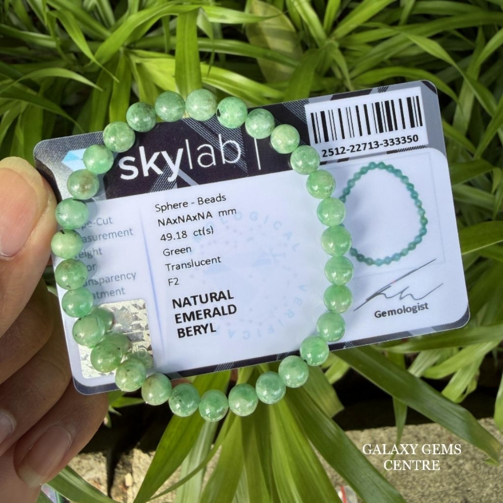 Gelang Batu Green Emerald Beryl Zambrud Asli Beserta Sertifikat Memo