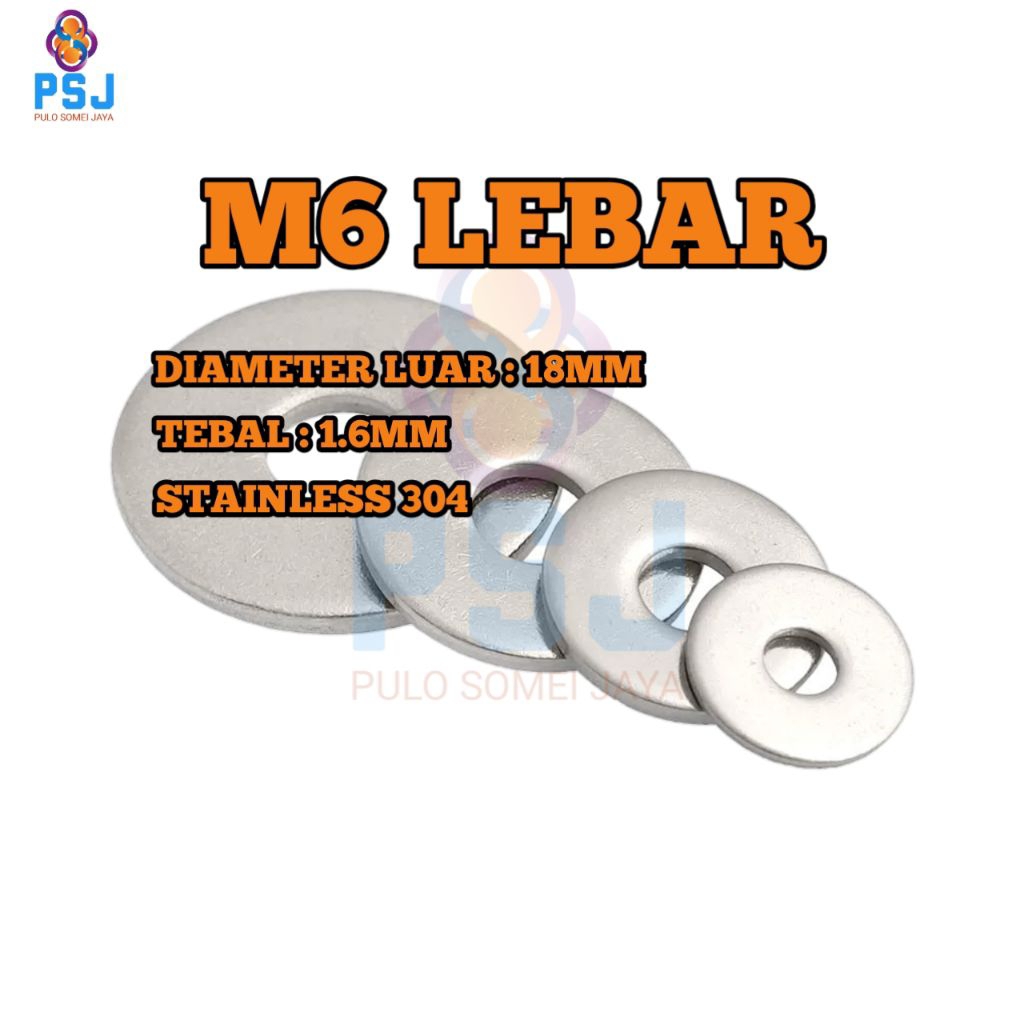 Ring Plat Lebar M6 x 1.5 x 18 Stainless 304 / Ring Plat Lebar Stainless 304