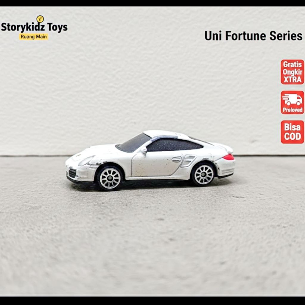 Diecast Porsche 911 Turbo Putih Skala 1:64 Uni Fortune RMZ City Loose Mainan Mobil Balap