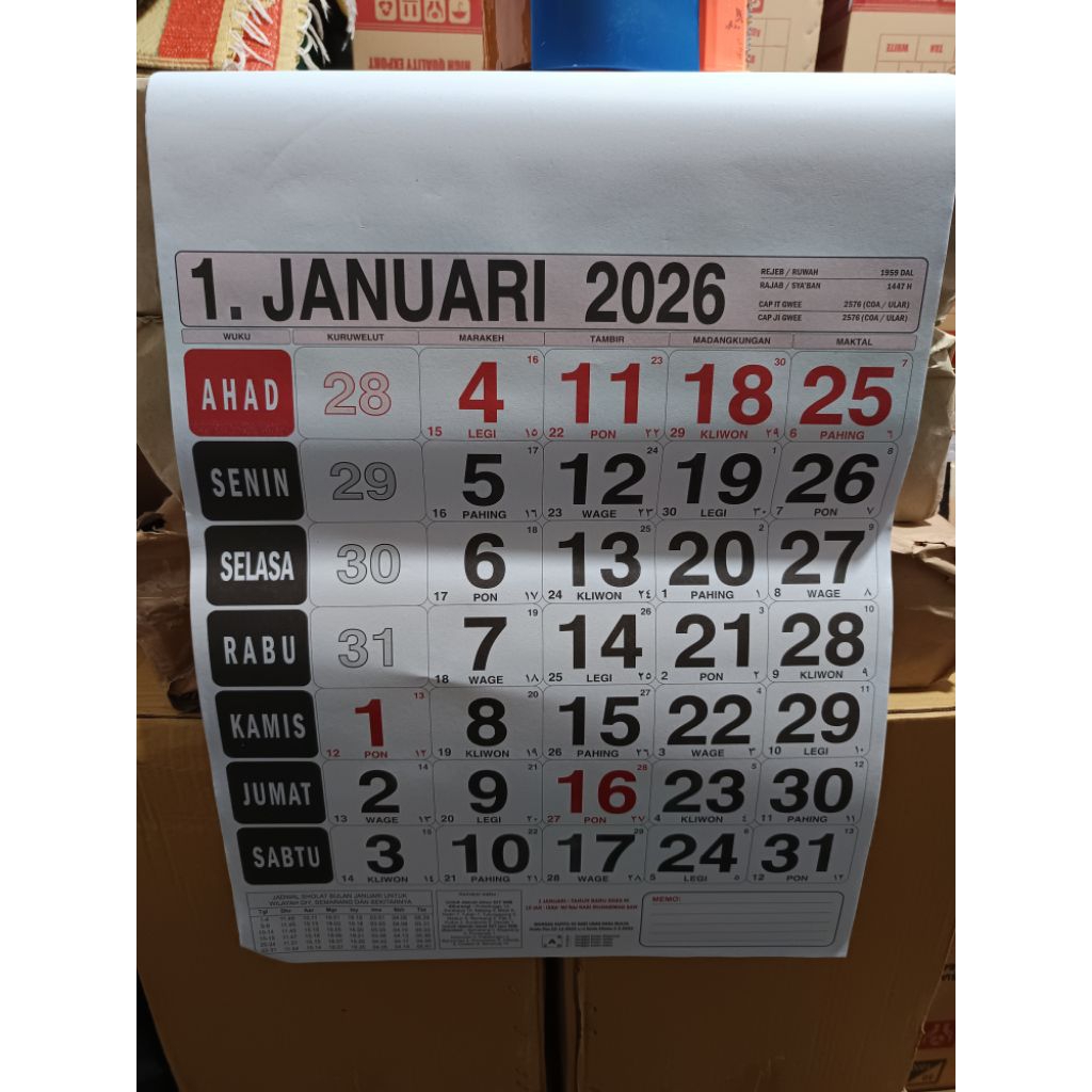 kalender dinding 2026 - kalender almanak dinding 2026 kalender Jawa lengkap