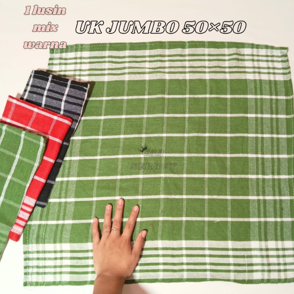 PROMO-SERBET KATUN WARNA UK 50×50CMPEMBELIAN SERBET 1LUSIN/12PCS  WARNA RANDOM  BAHAN KATUN PREMIUM 