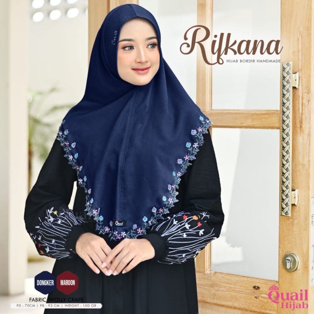 Hijab Rifkana by Quail Hijab | Hijab Bordir | Hijab Crape
