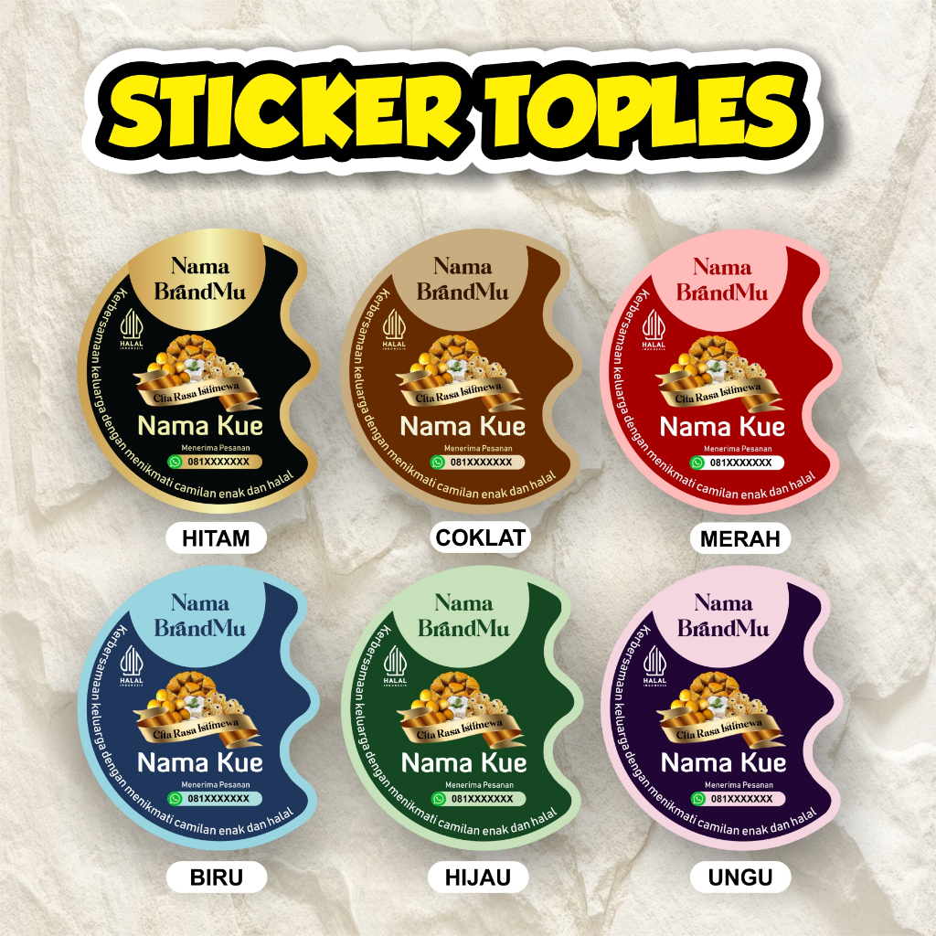 CETAK STIKER TOPLES / KUE KERING LEBARAN / COOKIES LEBARAN / KEMASAN TOPLES / STIKER KEMASAN PRODUK