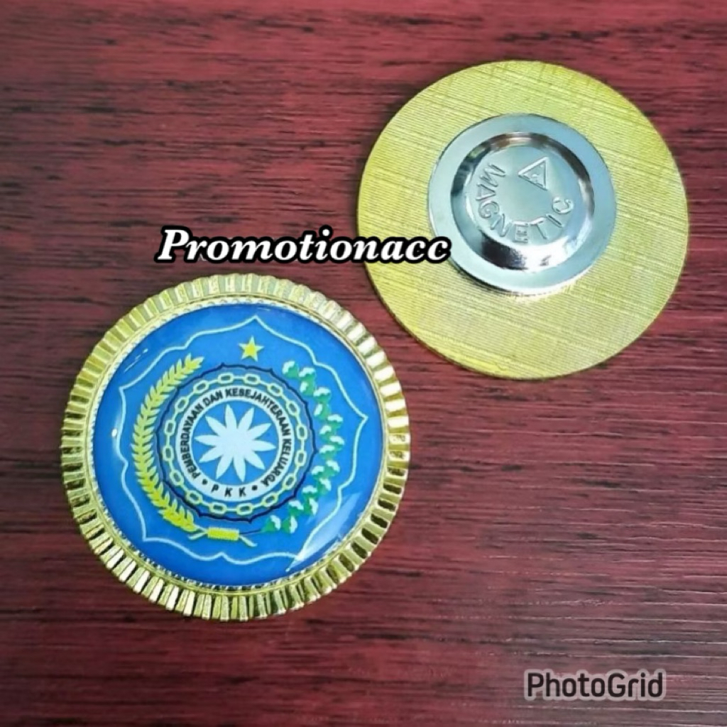 Pin PKK Model Bulat Gerigi Pin Bros Bross Bulat Gerigi 3cm / 3,5cm Logo PKK Peniti Magnet Logam PREM