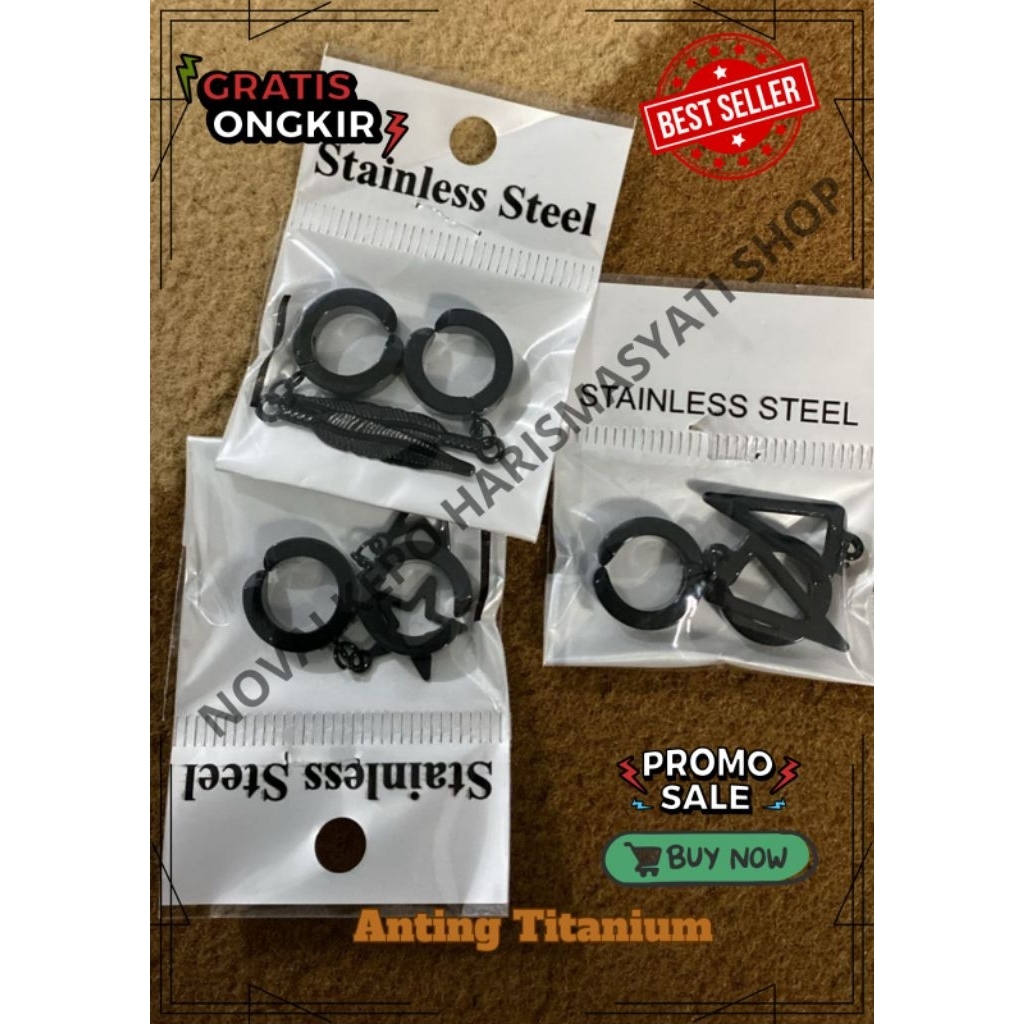 ANTING PRIA WANITA KEREN JEPIT TITANIUM / Anti karat berkualitas tebal Anting korea