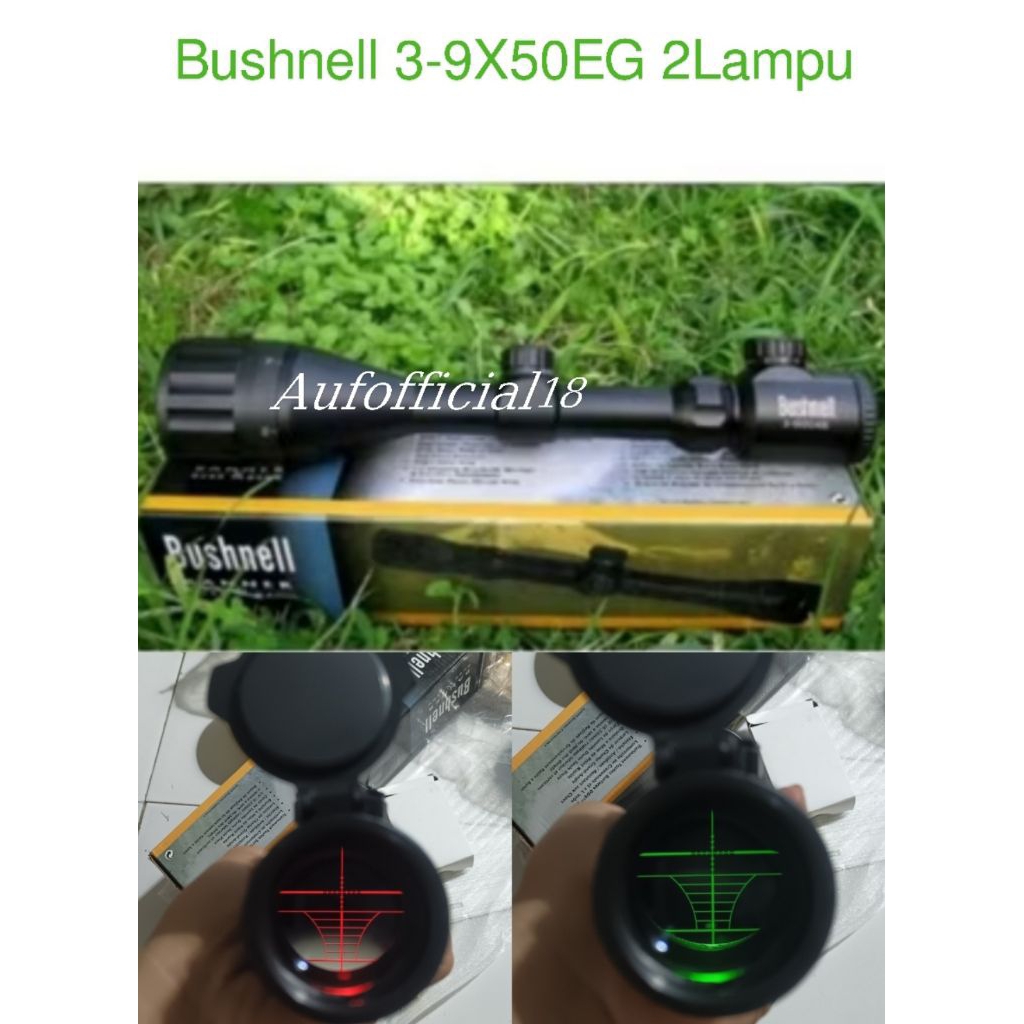 Teleskop Teropong Angin Bushnell BSA Gamo Reticle HK 3-9x40 RGB Tutup Flip Biru,Tahan Getaran Berkua
