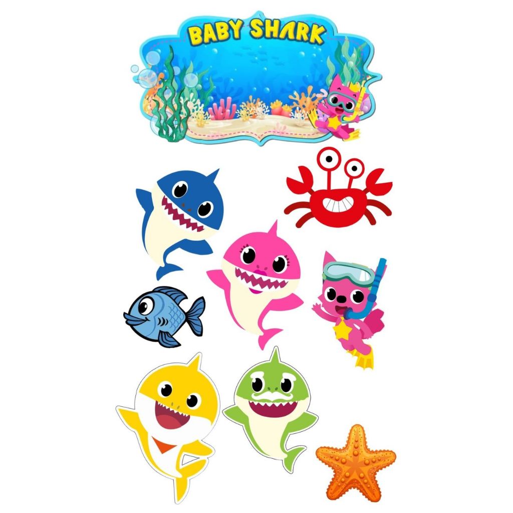 Part 2 | Topper BABY SHARK Custom Nama/ Hiasan Cake Ultah Baby Shark