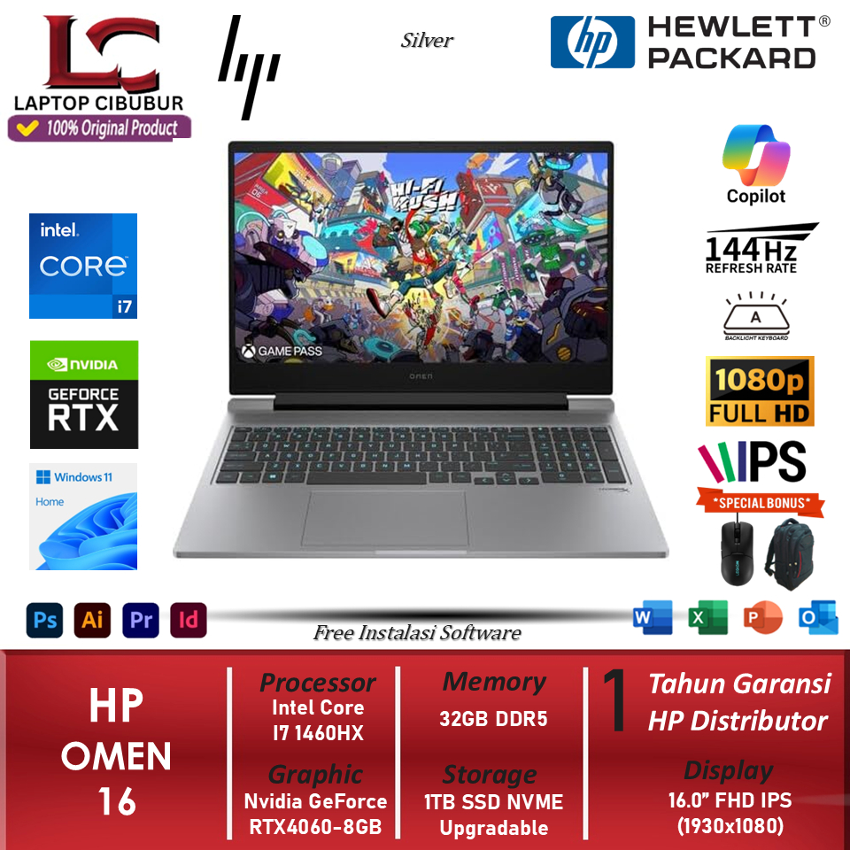 Laptop Gaming HP Omen 16 Intel Core i7 14650HX RTX4060-8GB 64GB DDR5 2TB SSD IPS 144Hz Windows 11