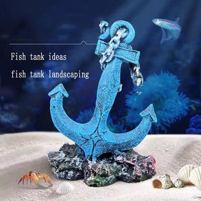 hiasan aquarium jangkar kapal, dekorasi aquarium jangkar karam, jangkar karam, jangkar kapal, hiasan
