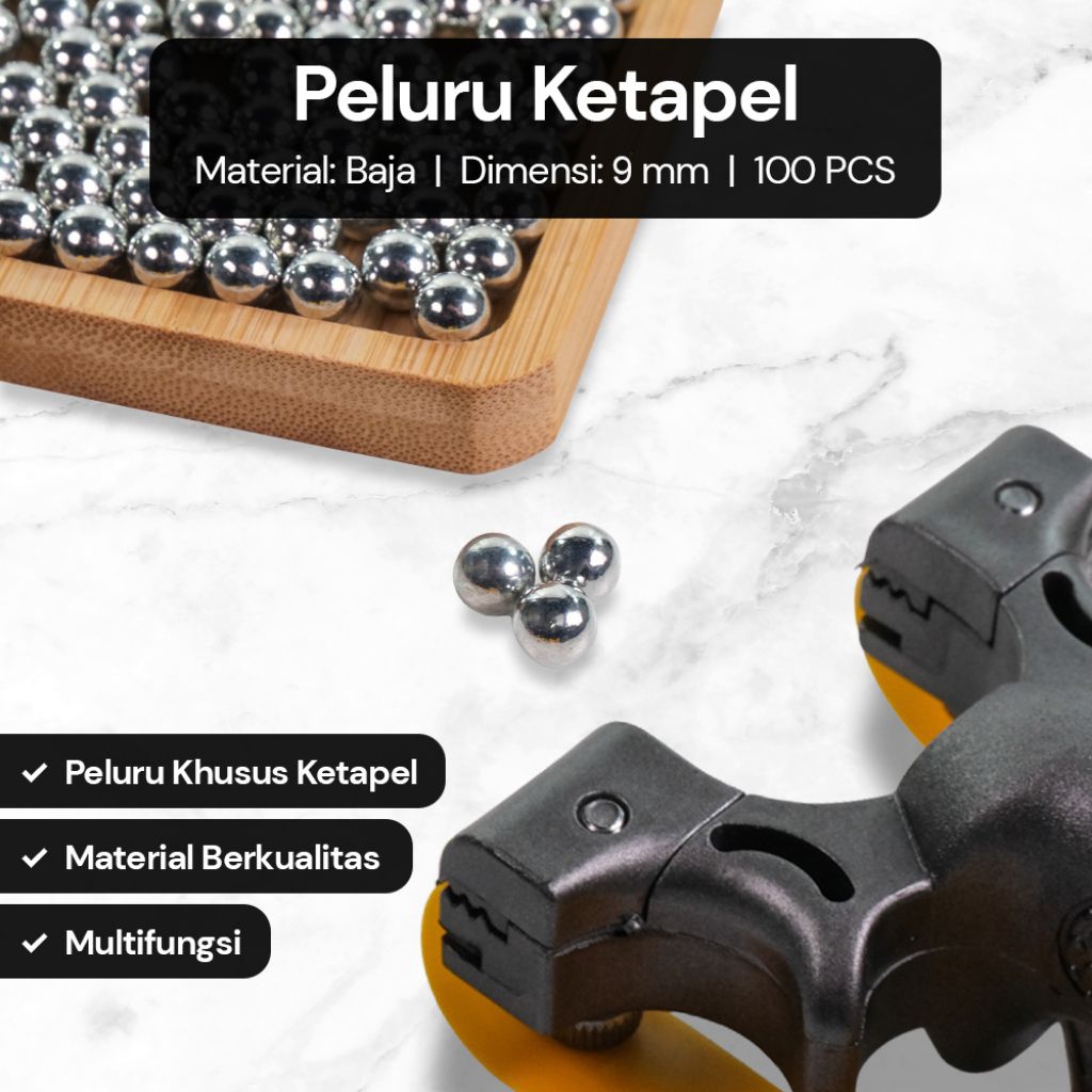 Peluru Ketapel As Tengah Sepeda Steel Balls 100 PCS 9mm - 5mm