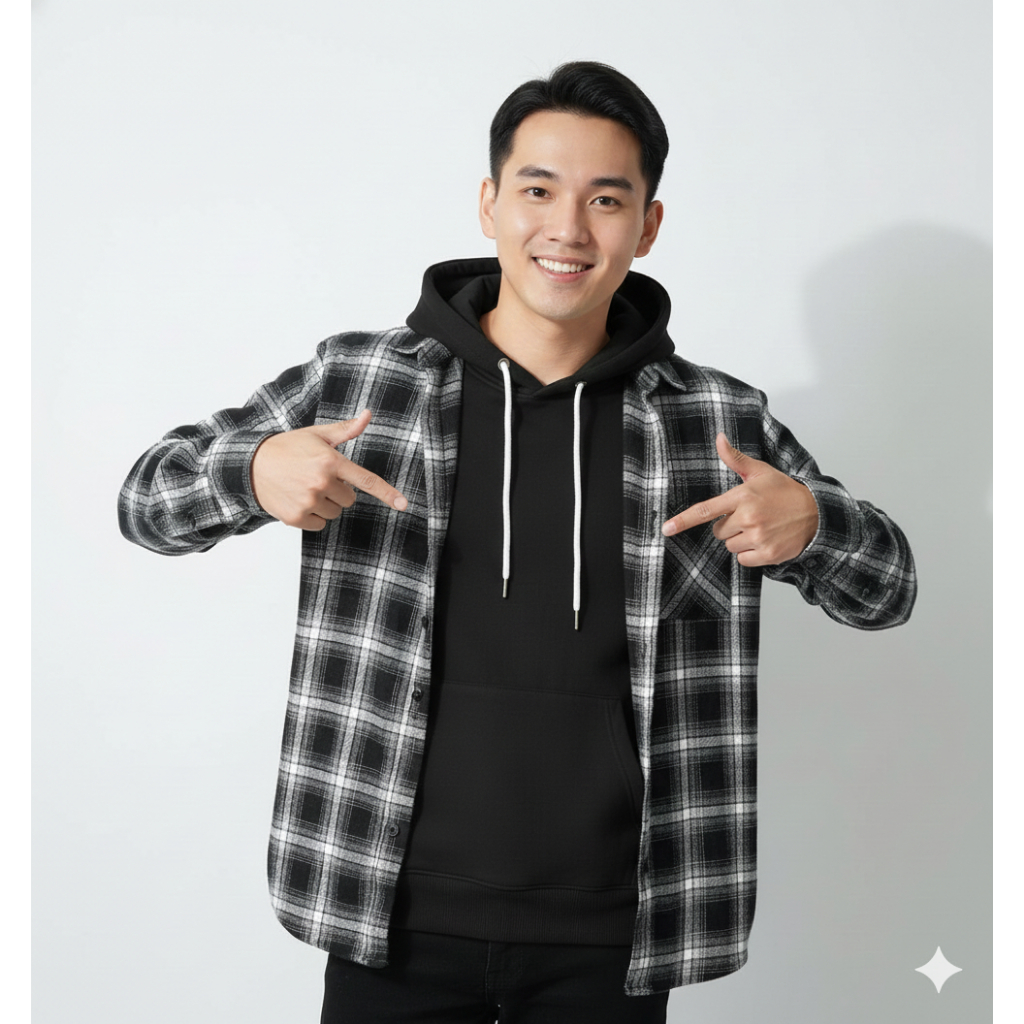 Kemeja Flanel Hoodie jumbo 2XL 3XL 4XL / Kemeja kupluk Kotak kotak / Grosir kemeja bertopi terlaris 