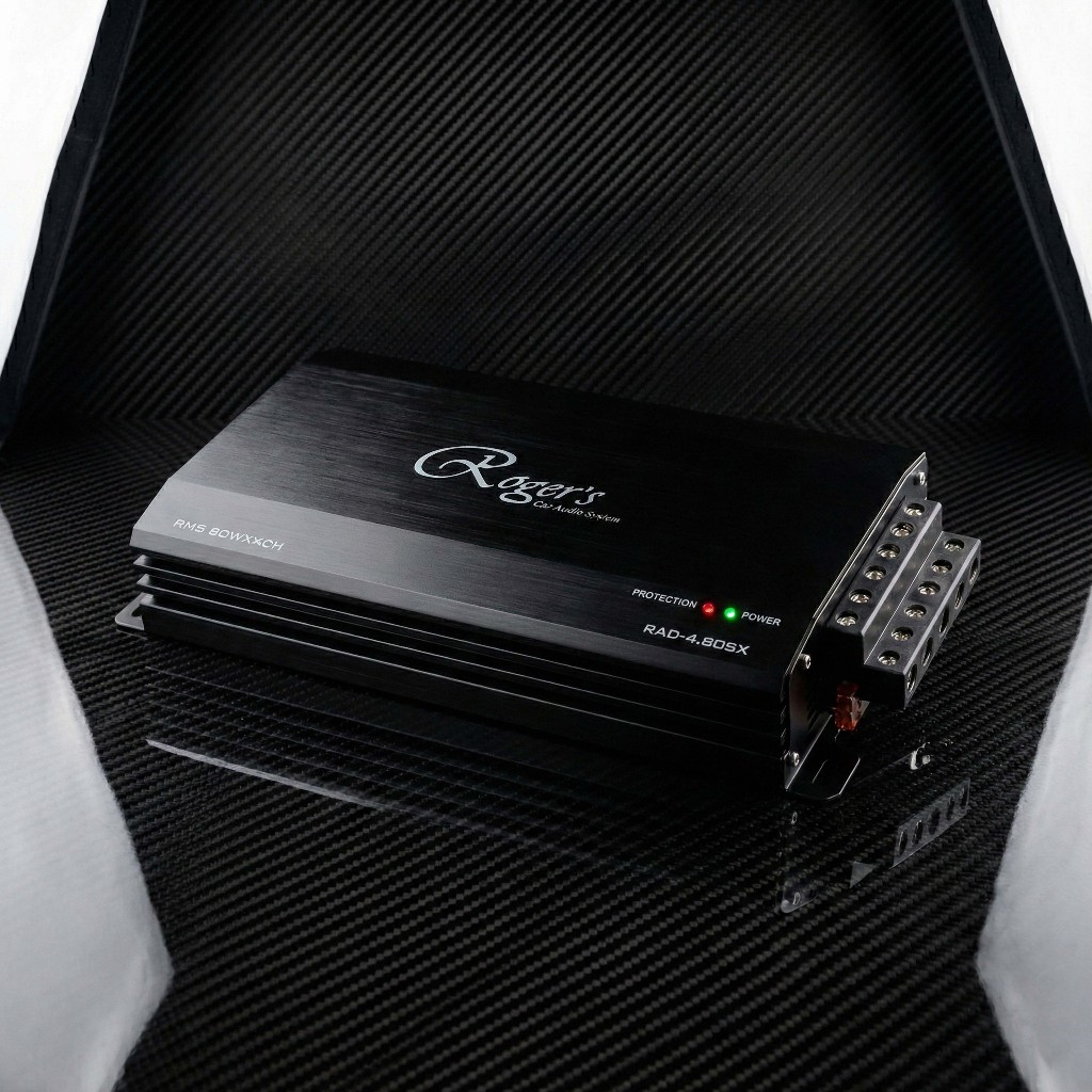 Rogers RAD-4.80SX : Power Amplifier 4-Channel Class D Digital - 4x80W RMS Murni - Small Footprint & 