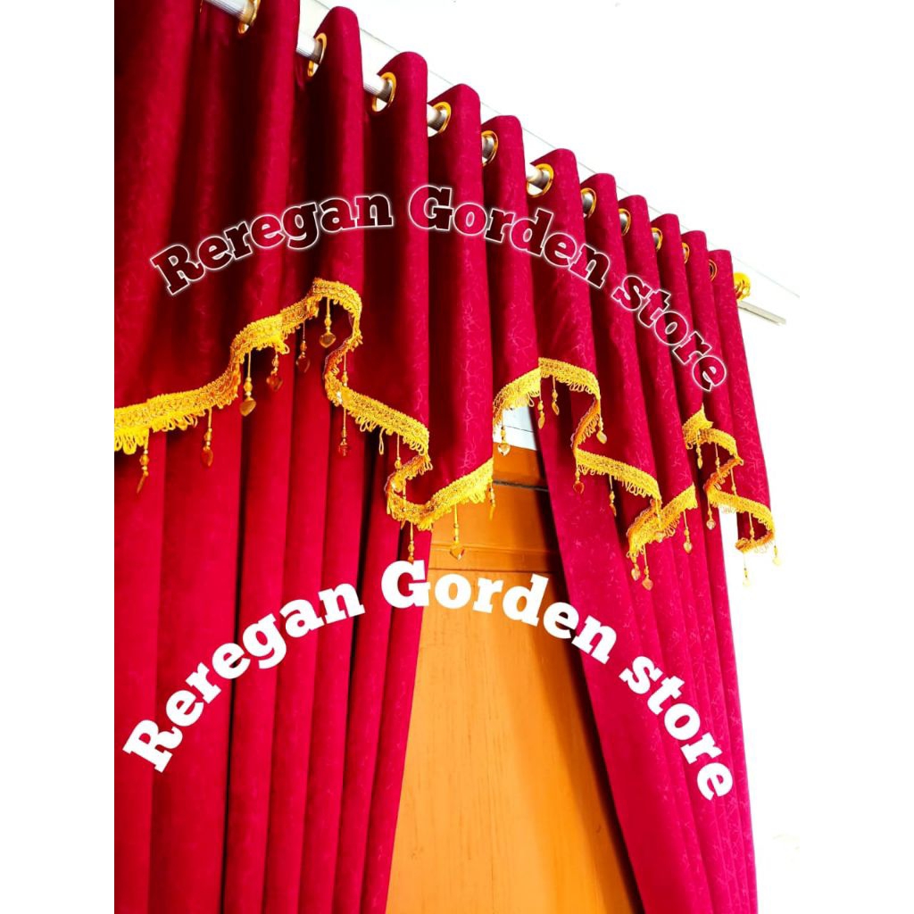 1 set tirai poni gorden pintu kamar tidur gordyn baru poni rumbai manik gorden korden mewah murah go