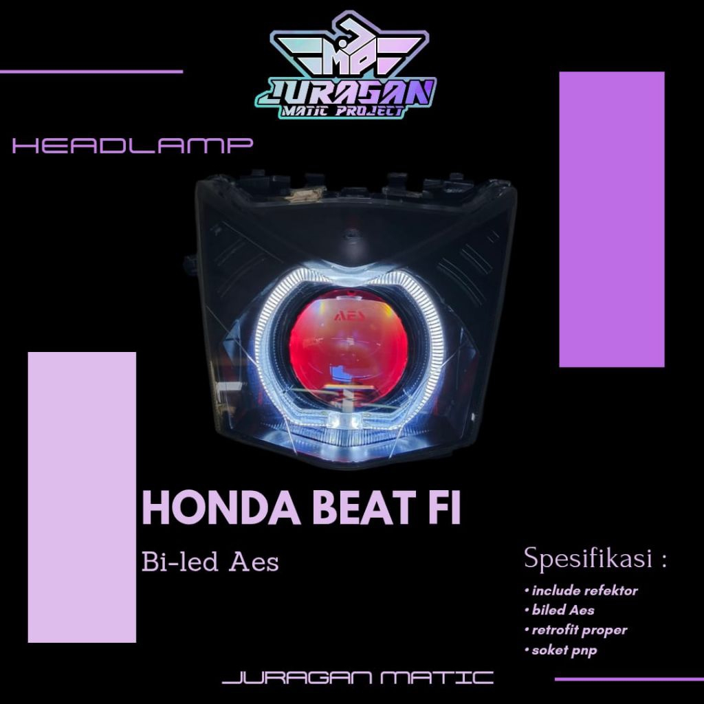lampu depan Honda beat fi 2013-2015 custom projie biled aes
