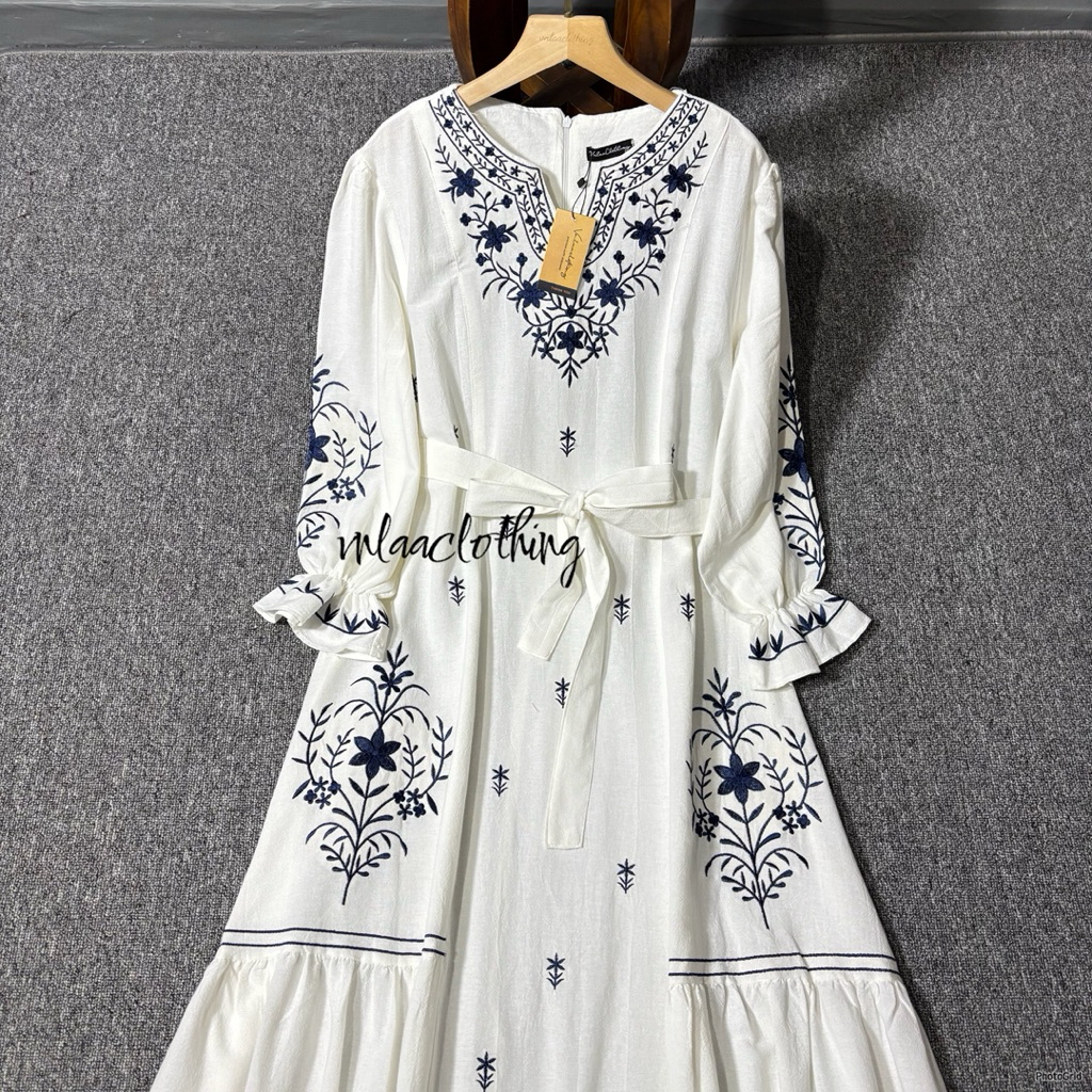 LAUNA Dress Cotton Linen Bordir Premium / Dress bordir terbaru / dress linen Angel