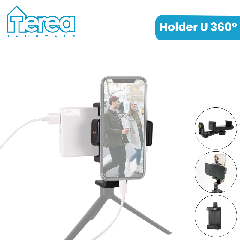 TEREA Holder HP Tripod Smartphone Mount 360 Portrait Dan Landscape Holder HP Tripod Mount 360 Baut L