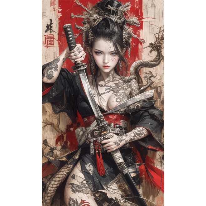 Poster samurai Wanita jumbo 50x84cm