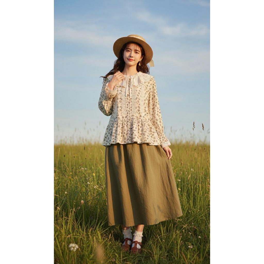 Blouse Vintage HuiMei mesin jahit