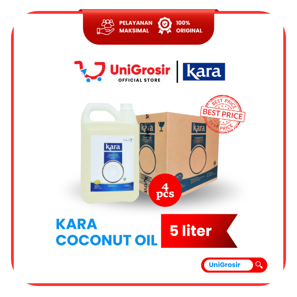 [UniGrosir] KARA COCONUT OIL MINYAK GORENG KELAPA JERIGEN ~ 5 Liter x 4 Pcs DUS