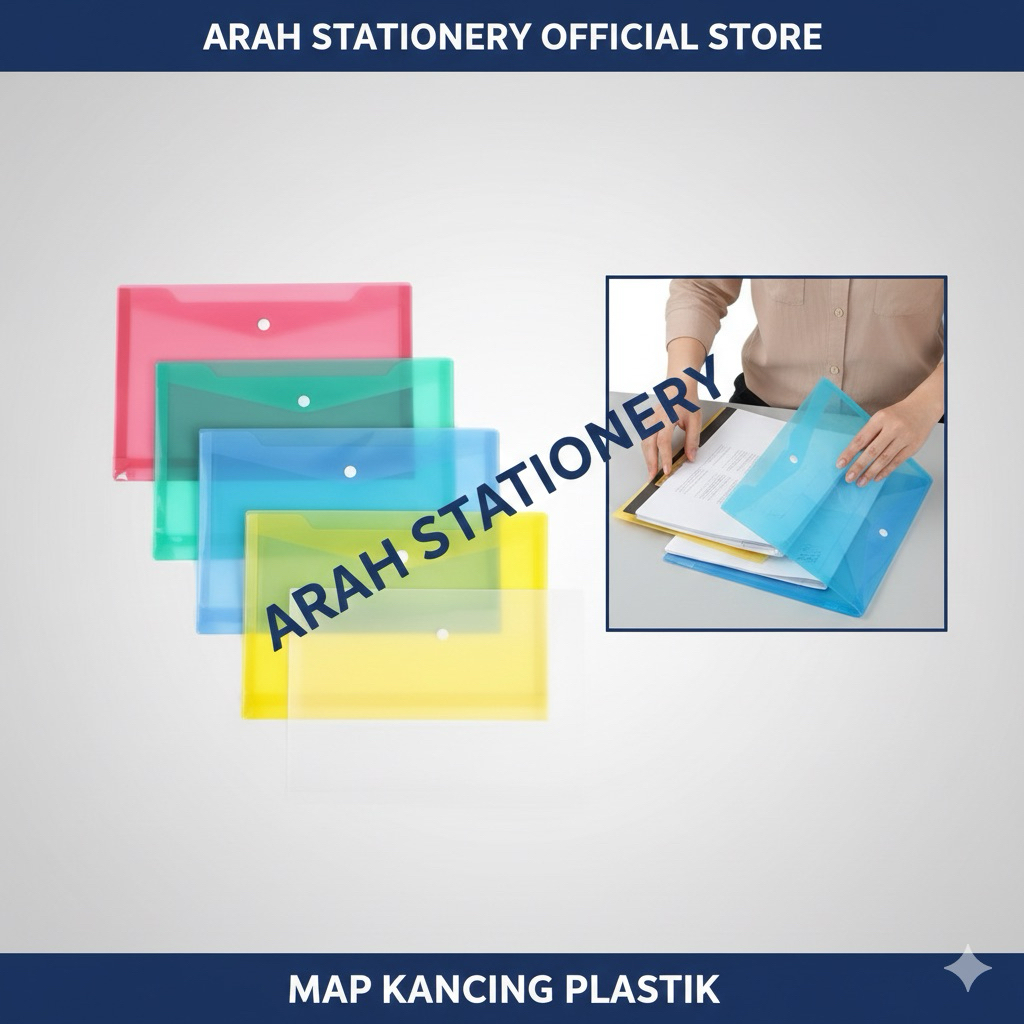 Grosir 1 Pack / 12 Pcs Map Kancing Ukuran F4 || Map Plastik Kancing || Map Murah