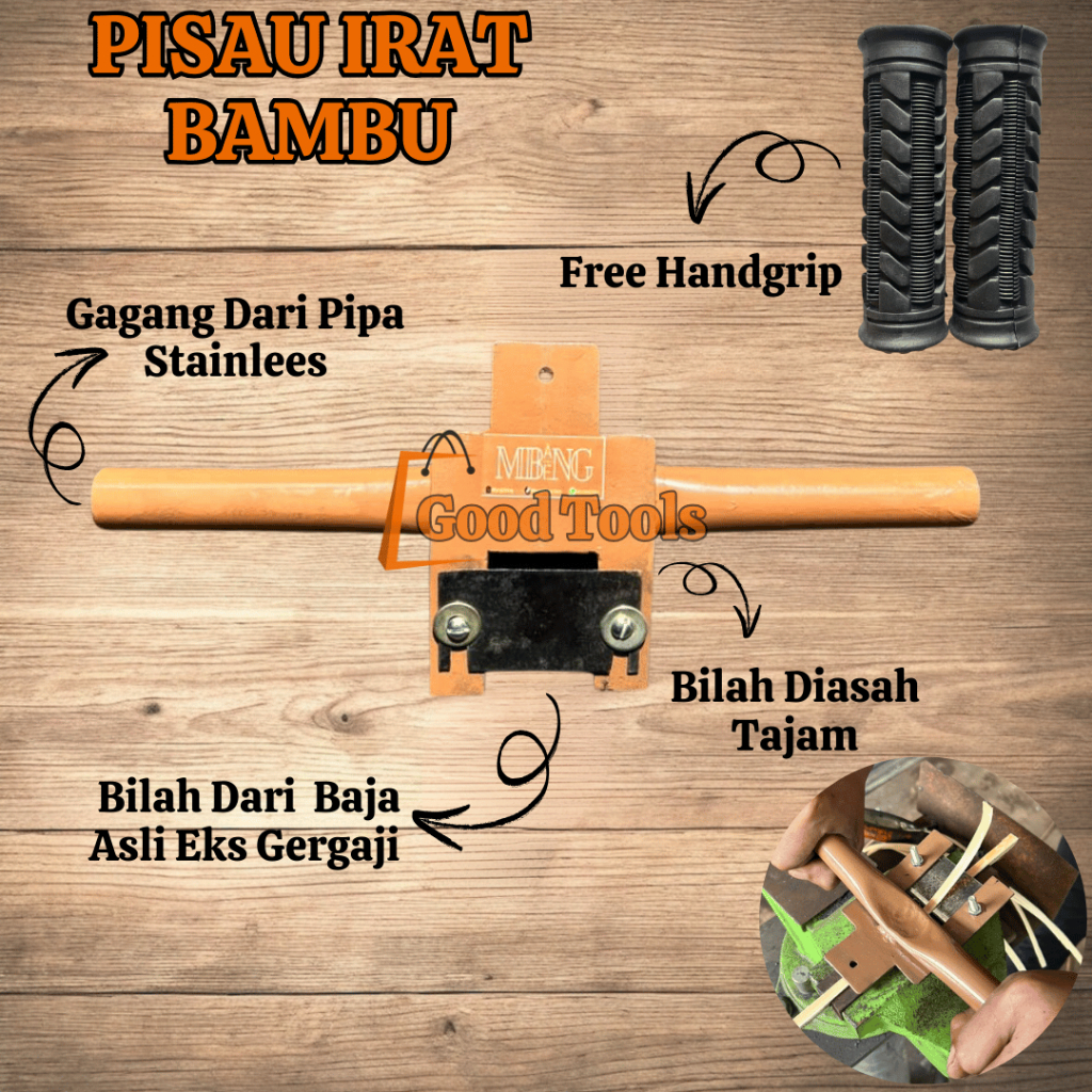 Pisau Irat Bambu Bilah Baja Asli Eks Gergaji / Pisau Irat / Pisau Kerajinan Bambu / Irat Bambu