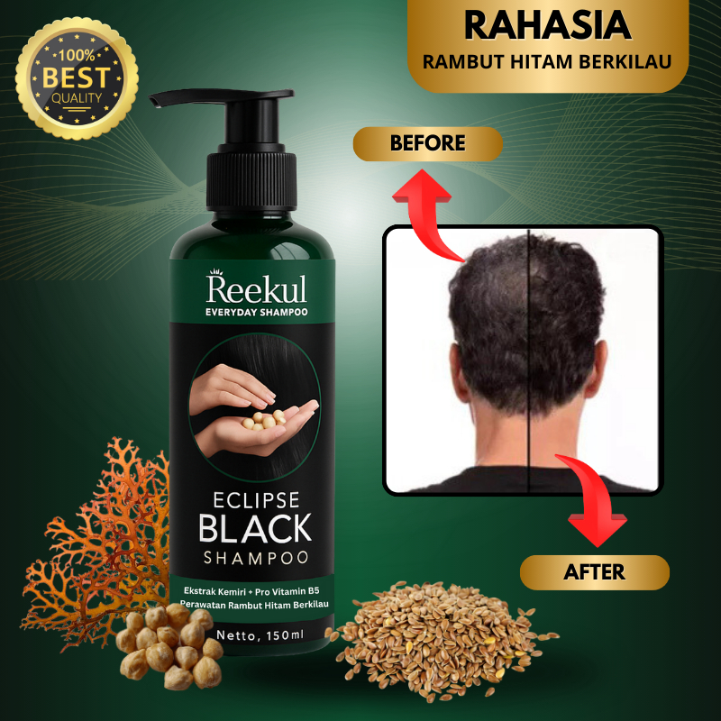 Shampoo Rambut Anti Lepek Reekul Eclipse Black BPOM Uban Anti Ketombe Beruban BPOM Kemiri Sampo Uban