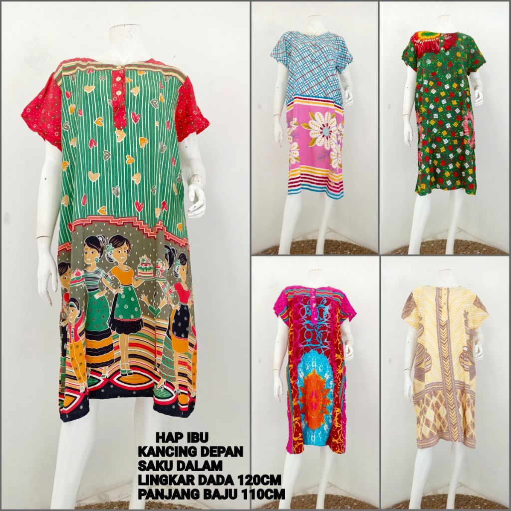 Daster Hap Ibu Bahan Rayon Rijek Sablon