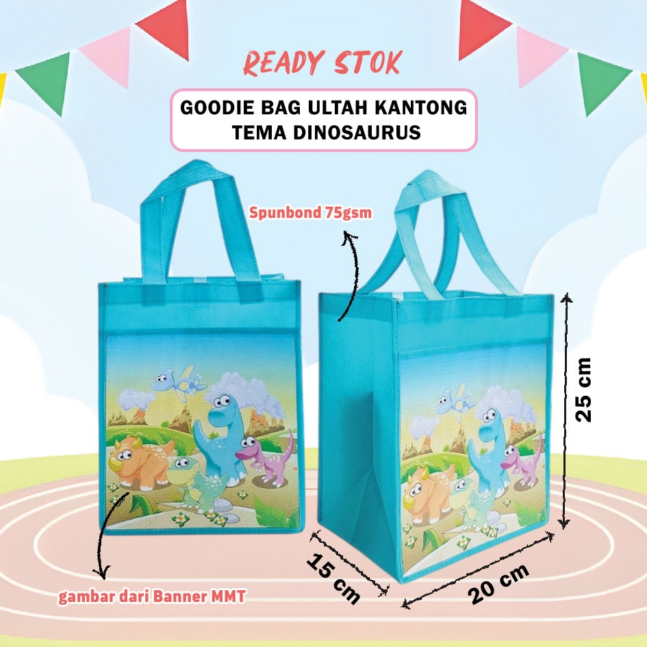 Tas Goodie Bag Ultah Kantong Dinosaurus Ready Stok