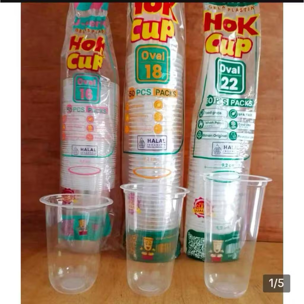 Gelas Oval Plastik Cup Merk  Hok 18oz / Gelas Cup Es Boba/Janjijiwa