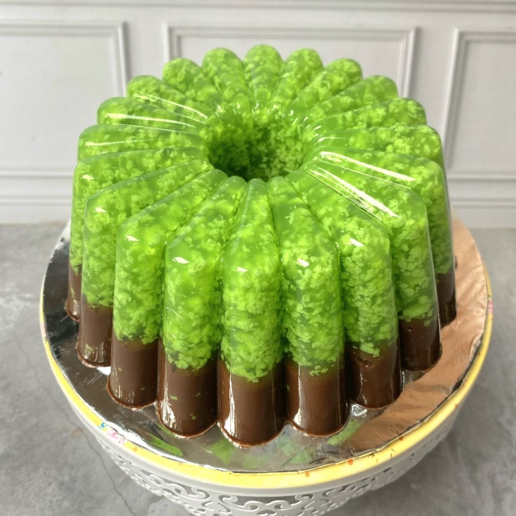 Puding Lumut Pandan Coklat
