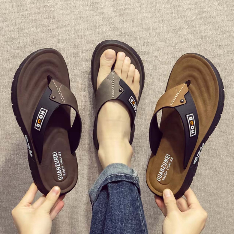 Sandal Pria Kulit Sendal Cowok G-03 Crocs Selop Gunung Karet Kerja Awet Ringan