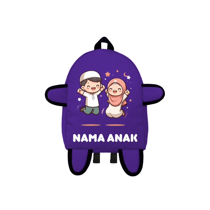 Tas Ransel Mini Anak Karakter muslimah Cowo Cewe - Tas Ransel Mini(Free Nama)