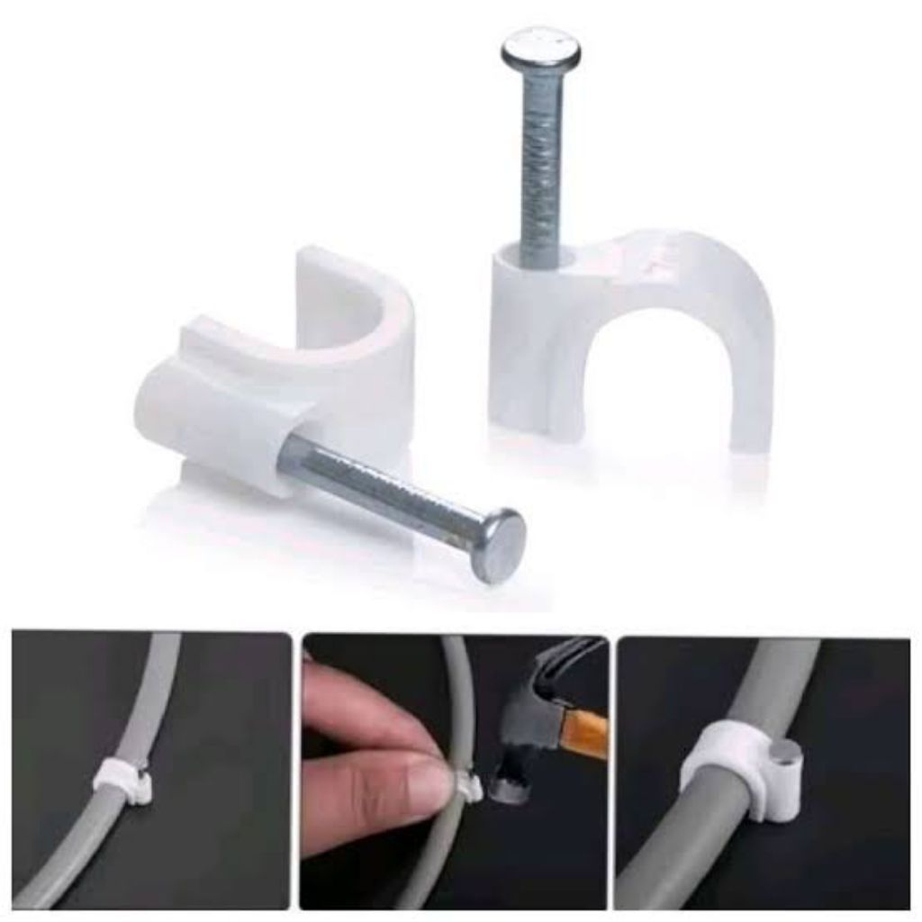 TERMURAH KLEM KABEL PROMO PENGAIT KABEL DINDING (1PCS) SATUAN KLEM KABEL