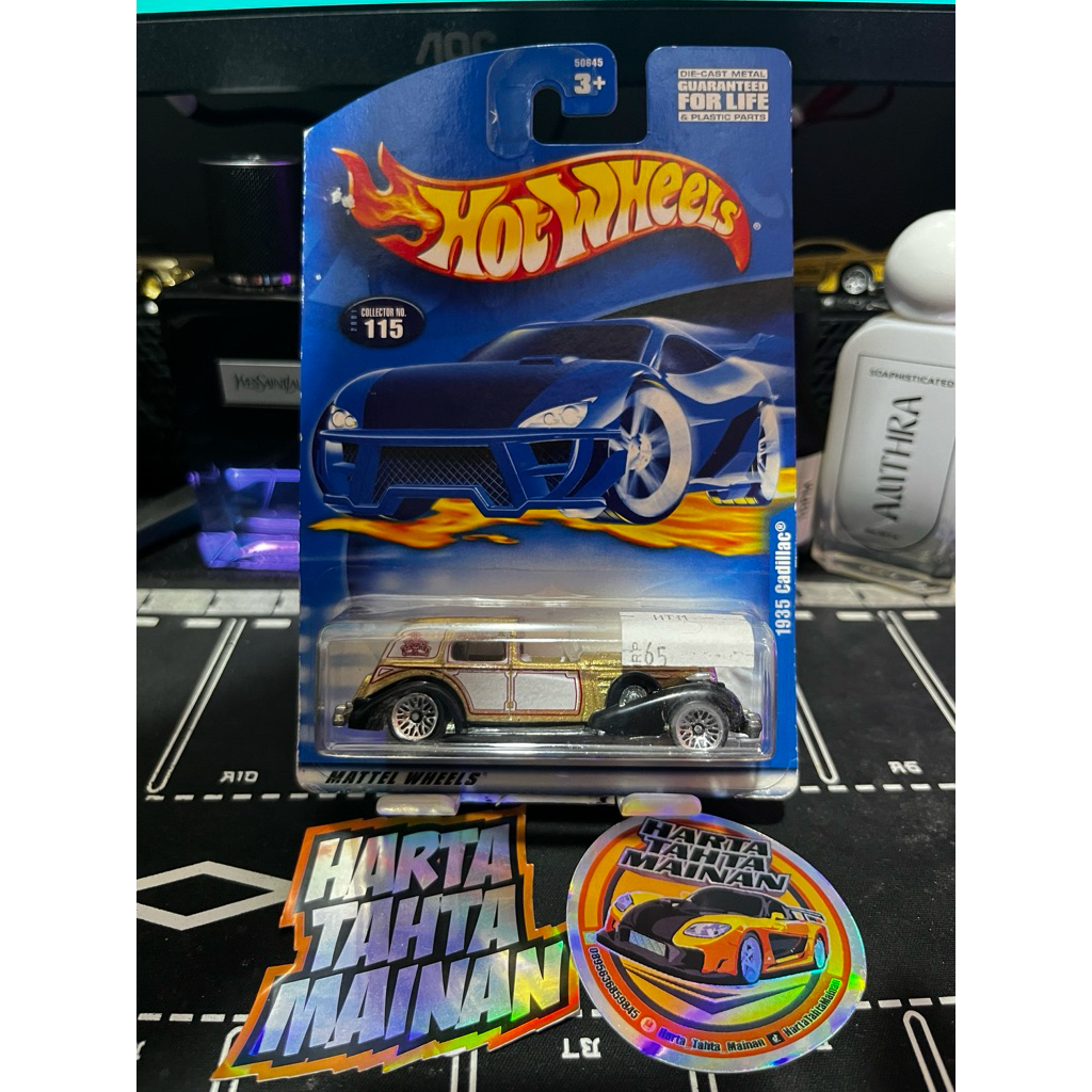 Hot Wheels 1935 Cadillac Gold Emas Blue card