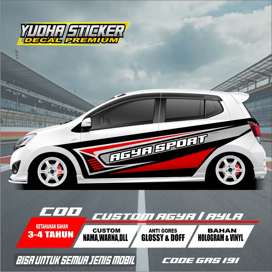 STICKER DECAL AGYA AYLA MOTIF AGYA SPORT / GRS 191-200 FREE CUSTOM
