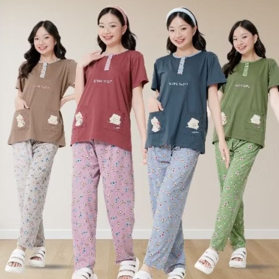 FOREVER SWEET Concept Baju Tidur One Set Piyama Babydoll Setelan CP Celana Panjang Body Fit Bodyfit 
