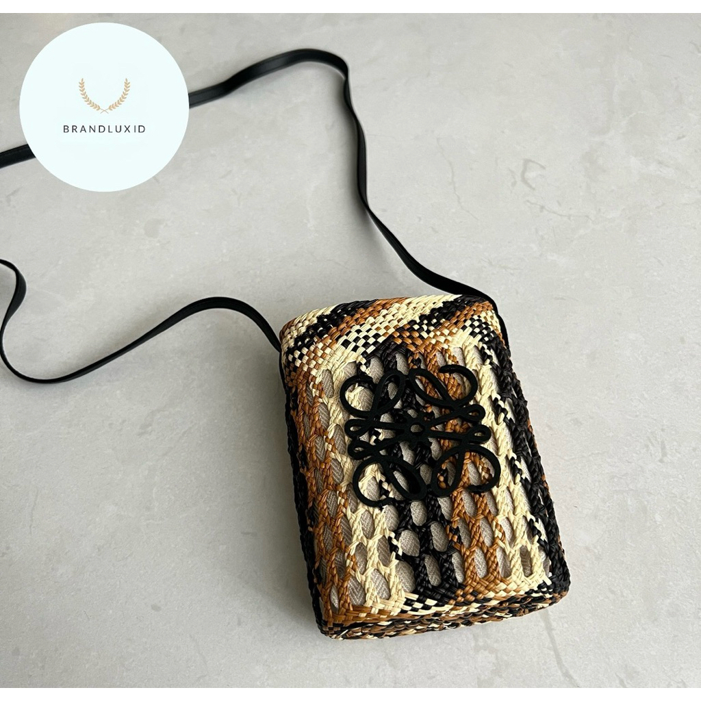 Loewe x paula ibiza anagram mini square pocket bag in multicolor chocolate