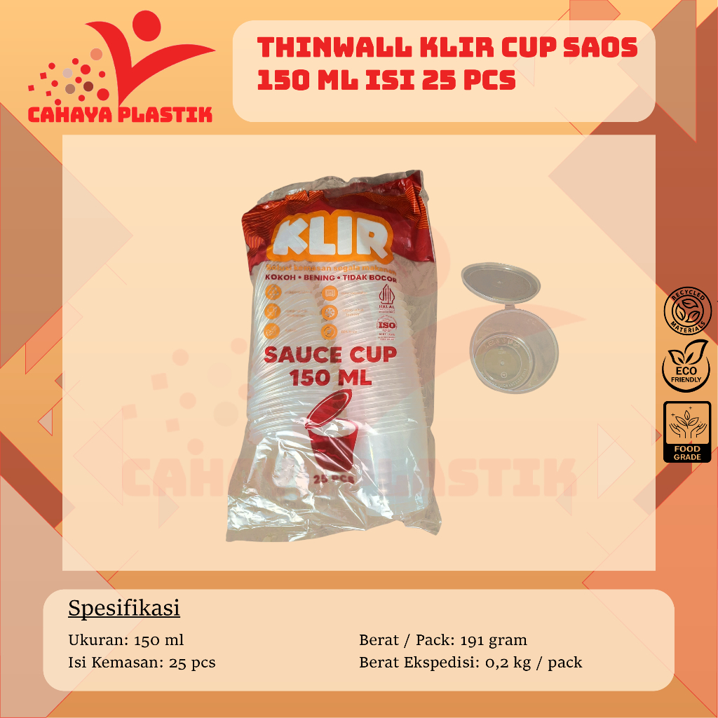 Thinwall Cup Merpati Puding 150ml Isi 25pcs / Cup Saos 150ml / Cup Sambel 150ml / Kotak Bulat Plasti