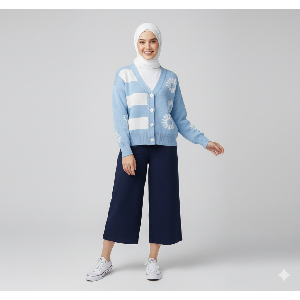 Cardigan Blouse Rajut Wanita Lengan Panjang Simple Basic Top Knit Lembut Halus | Daisy Rajut