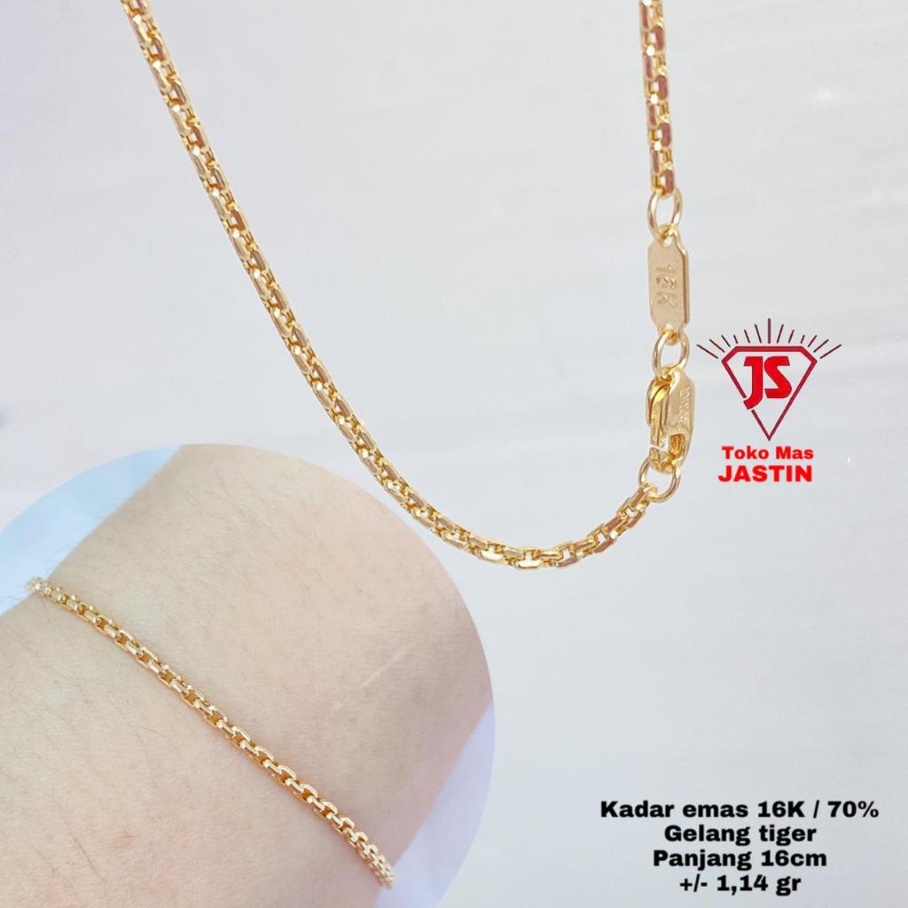 gelang new tiger tipis Kuning emas 70% cap16k dan Putih emas 75% cap17k
