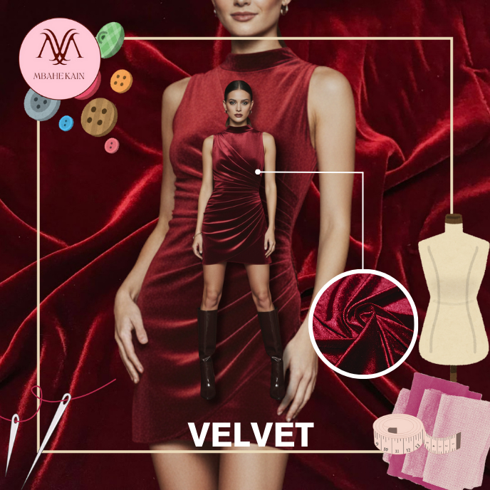 Kain Bludru Velvet Eceran Meteran Murah Harga Per Setengah Meter
